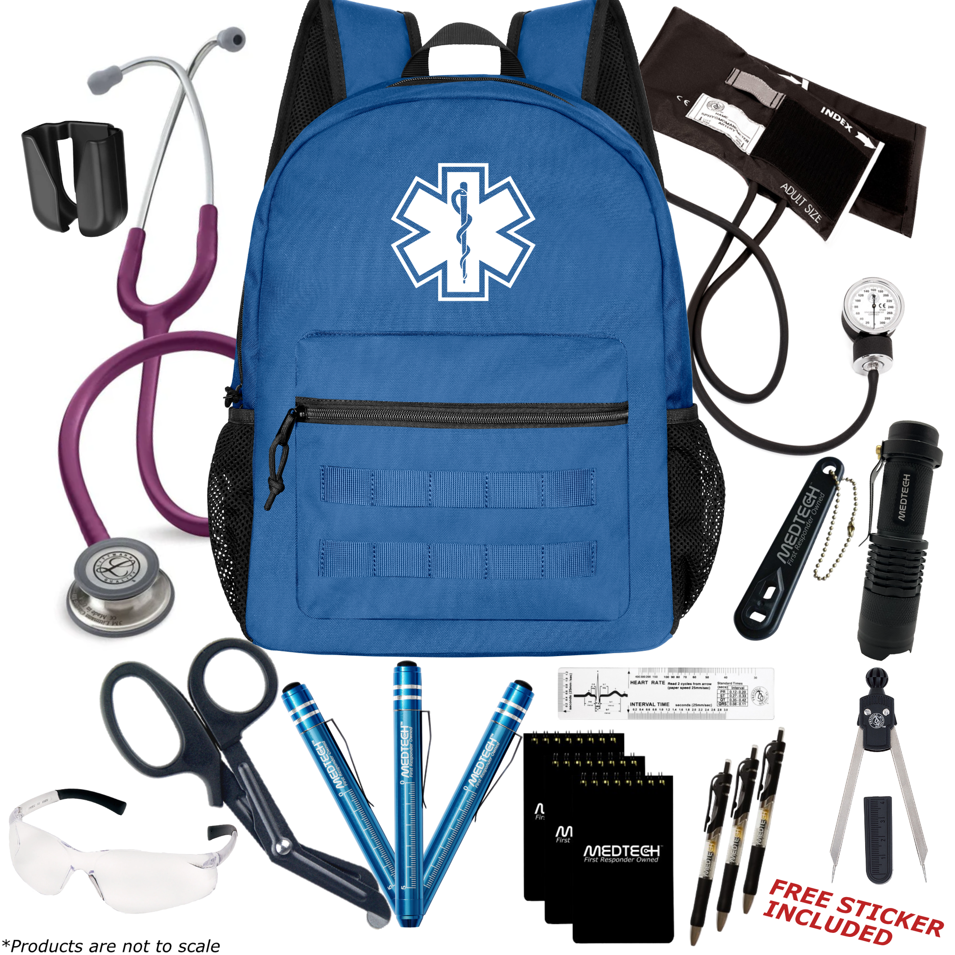 MedTech- Paramedic Premium Clinical Kit- Blue- Plum Tube; Stainless Steel Chestpiece