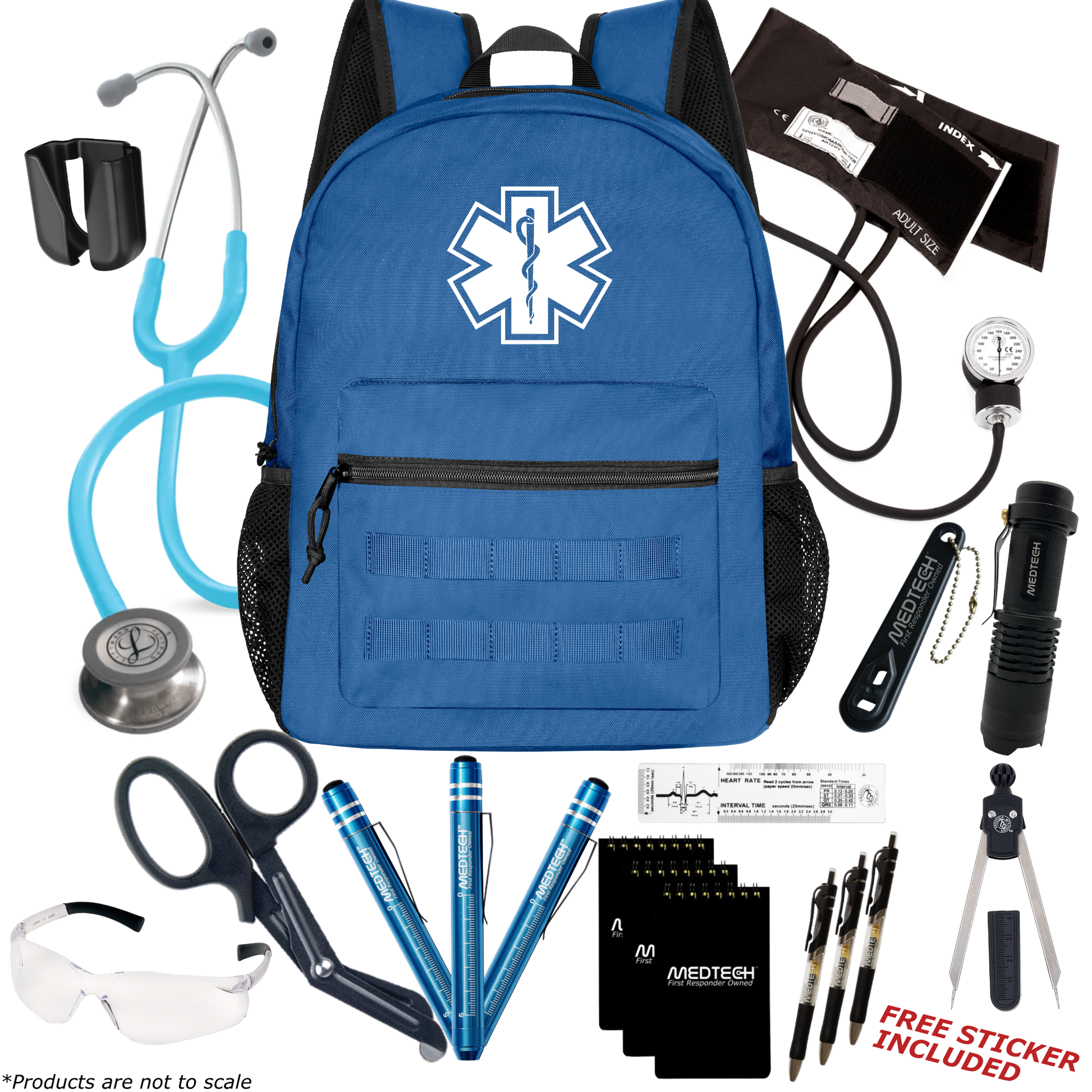 MedTech- Paramedic Premium Clinical Kit- Blue- Turquoise Tube; Stainless Steel Chestpiece