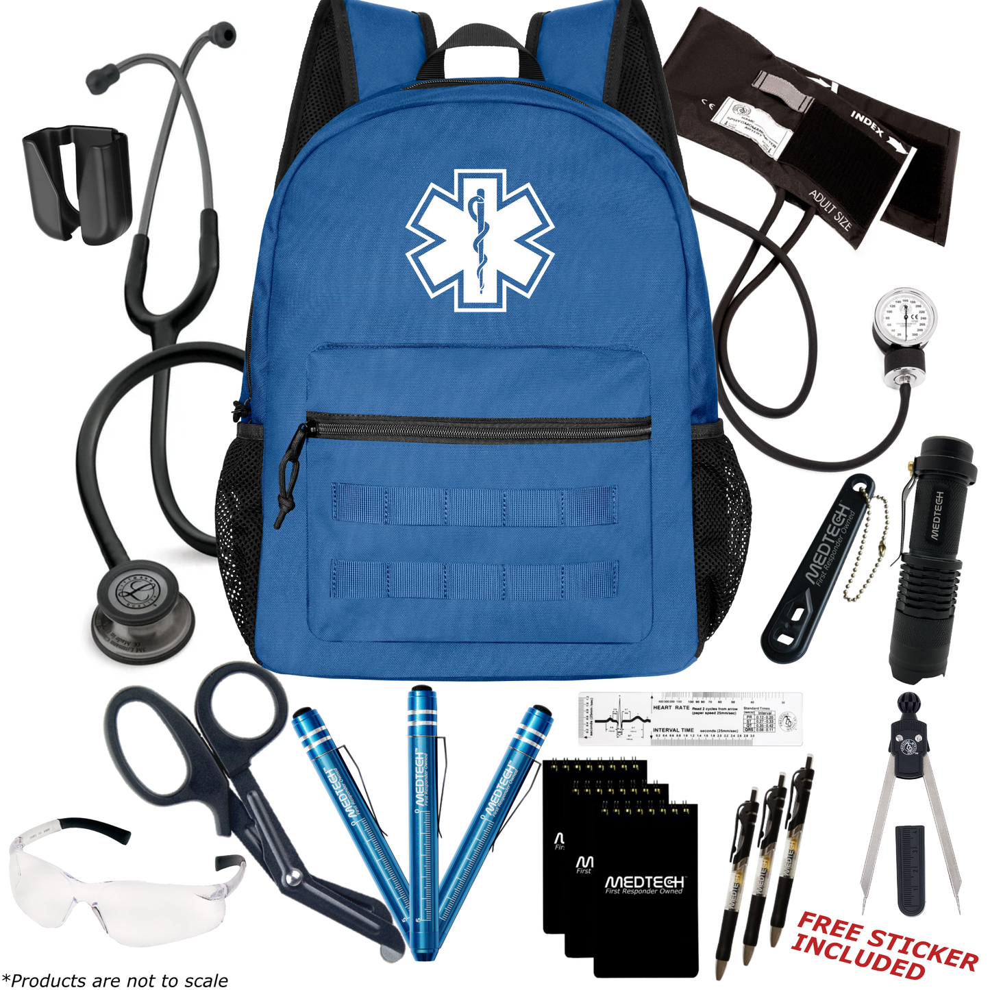 MedTech- Paramedic Premium Clinical Kit- Blue- Black Tube; Smoke Finish Chestpiece