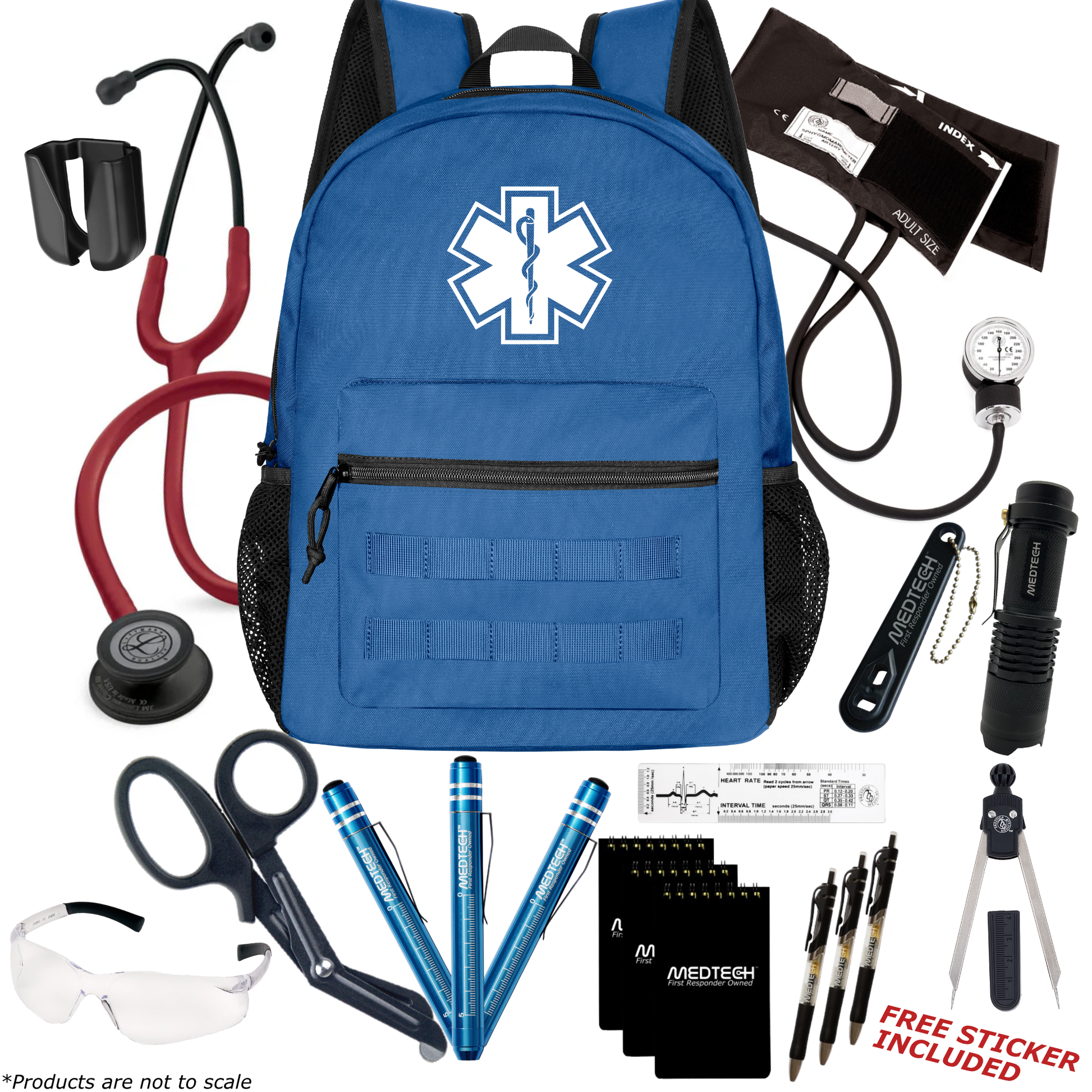 MedTech- Paramedic Premium Clinical Kit- Blue- Burgundy Tube; Black Matte Finish Chestpiece