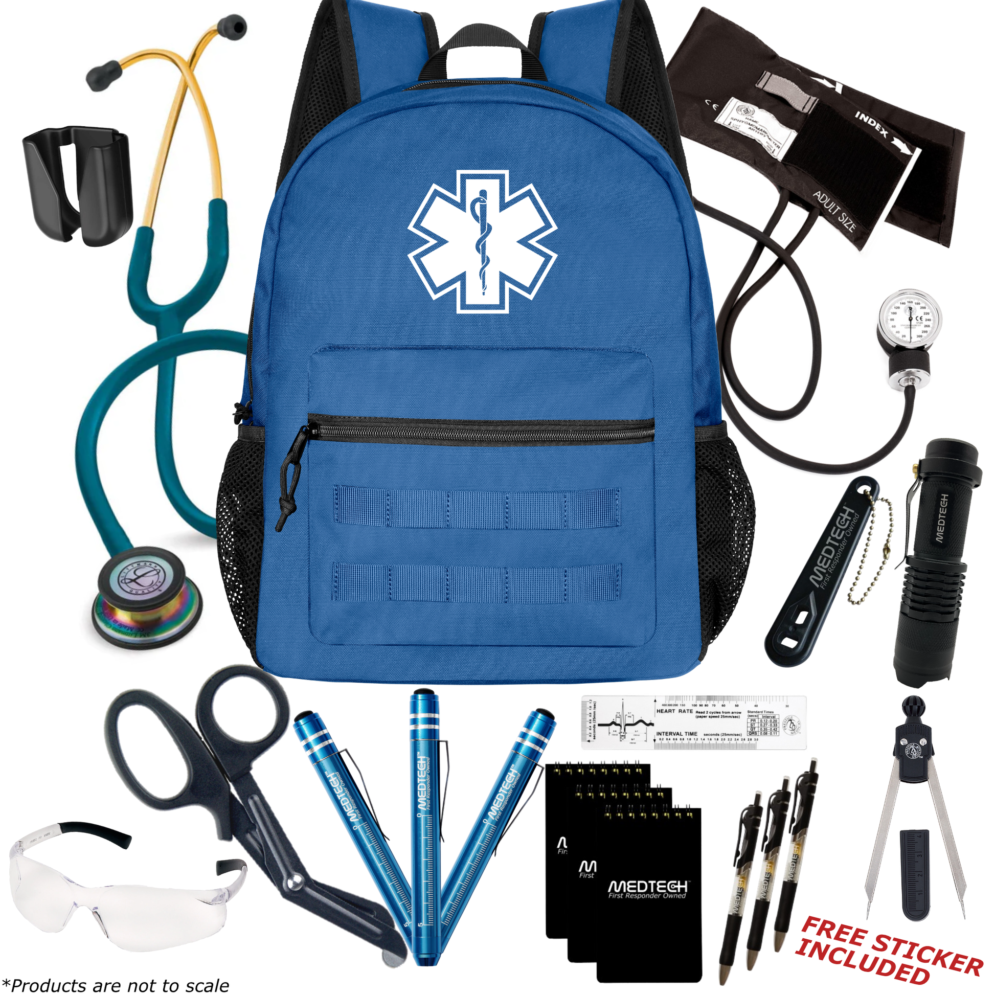 MedTech- Paramedic Premium Clinical Kit- Blue- Caribbean Blue Tube; Rainbow Chestpiece