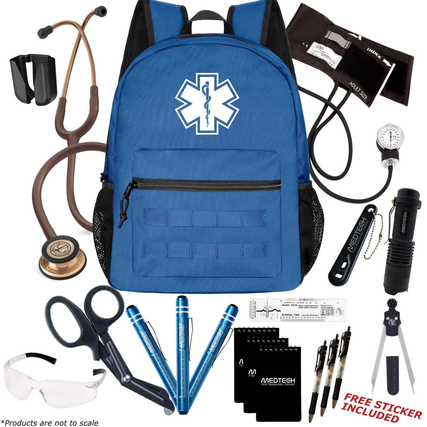 MedTech- Paramedic Premium Clinical Kit- Blue- Chocolate Tube; Copper Chestpiece