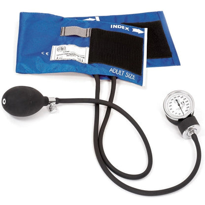 clinical aneroid sphygmomanometer with royal blue cuff