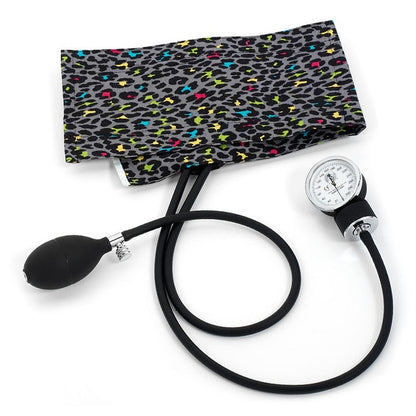 clinical aneroid sphygmomanometer with black confetti dot print cuff