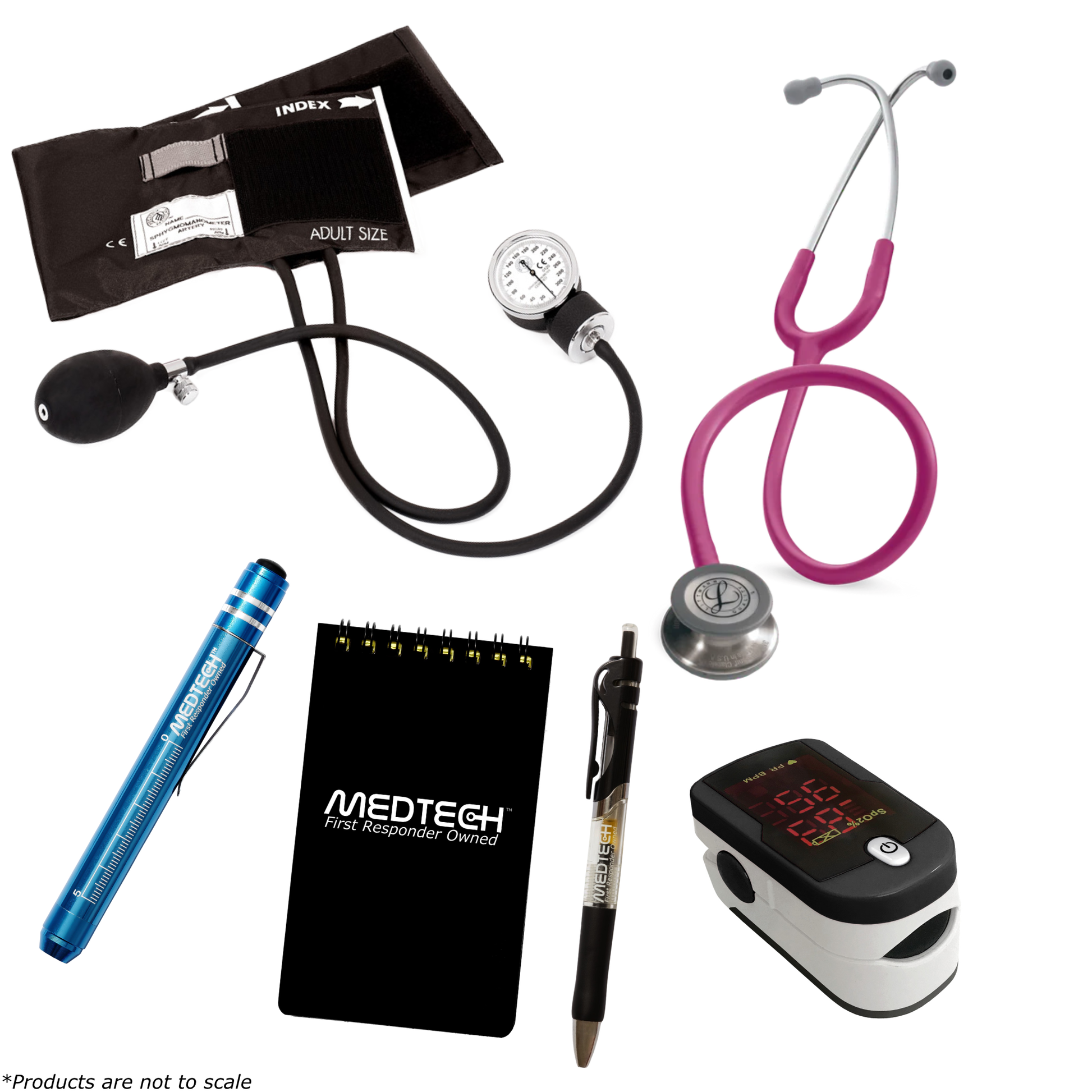 MedTech- Premium Vitals Kit- Black- Raspberry Tube; Stainless Steel Chestpiece