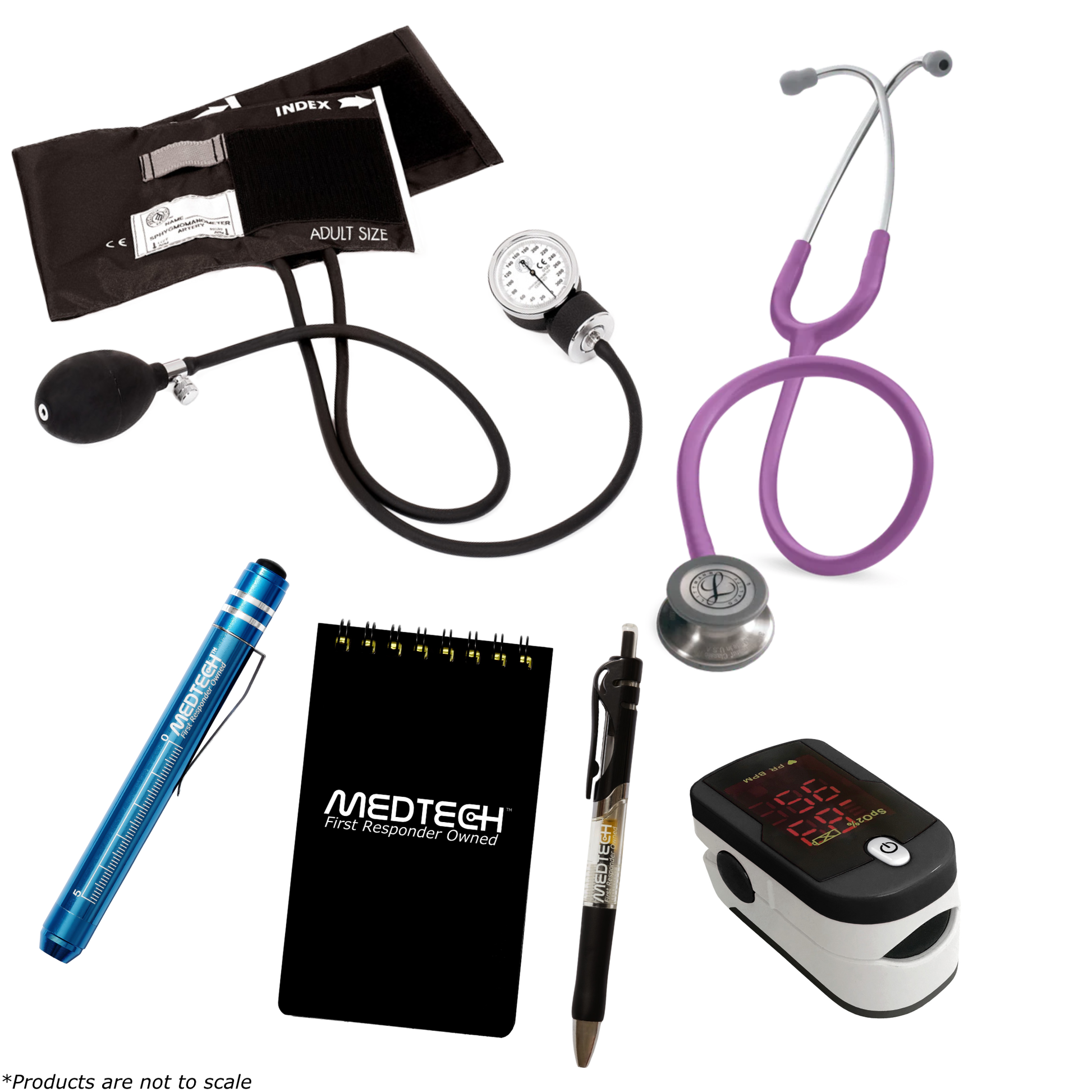 MedTech- Premium Vitals Kit- Black- Lavender Tube; Stainless Steel Chestpiece