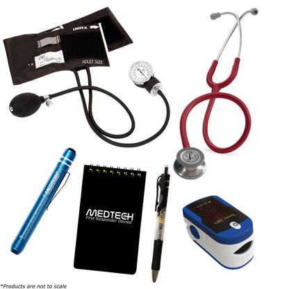 MedTech- Premium Vitals Kit- Blue- Burgundy Tube; Stainless Steel Chestpiece