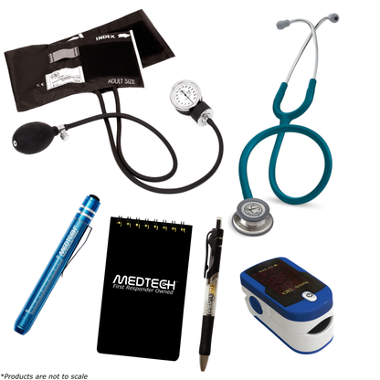 MedTech- Premium Vitals Kit- Blue- Caribbean Blue Tube; Stainless Steel Chestpiece