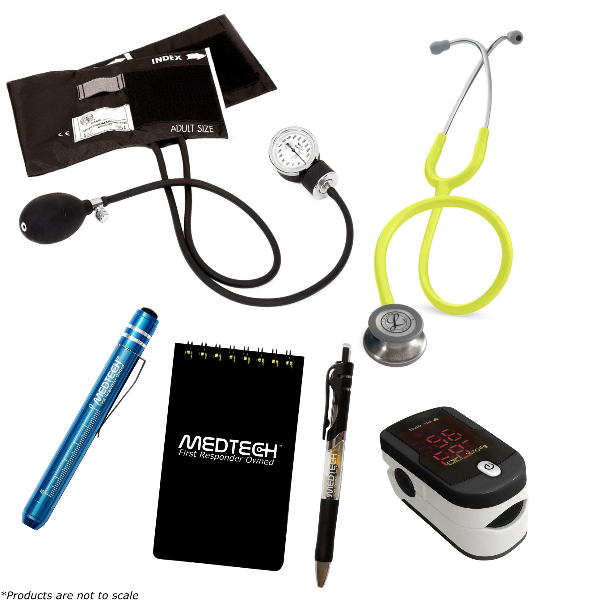 MedTech- Premium Vitals Kit- Black- Lemon Lime Tube; Stainless Steel Chestpiece