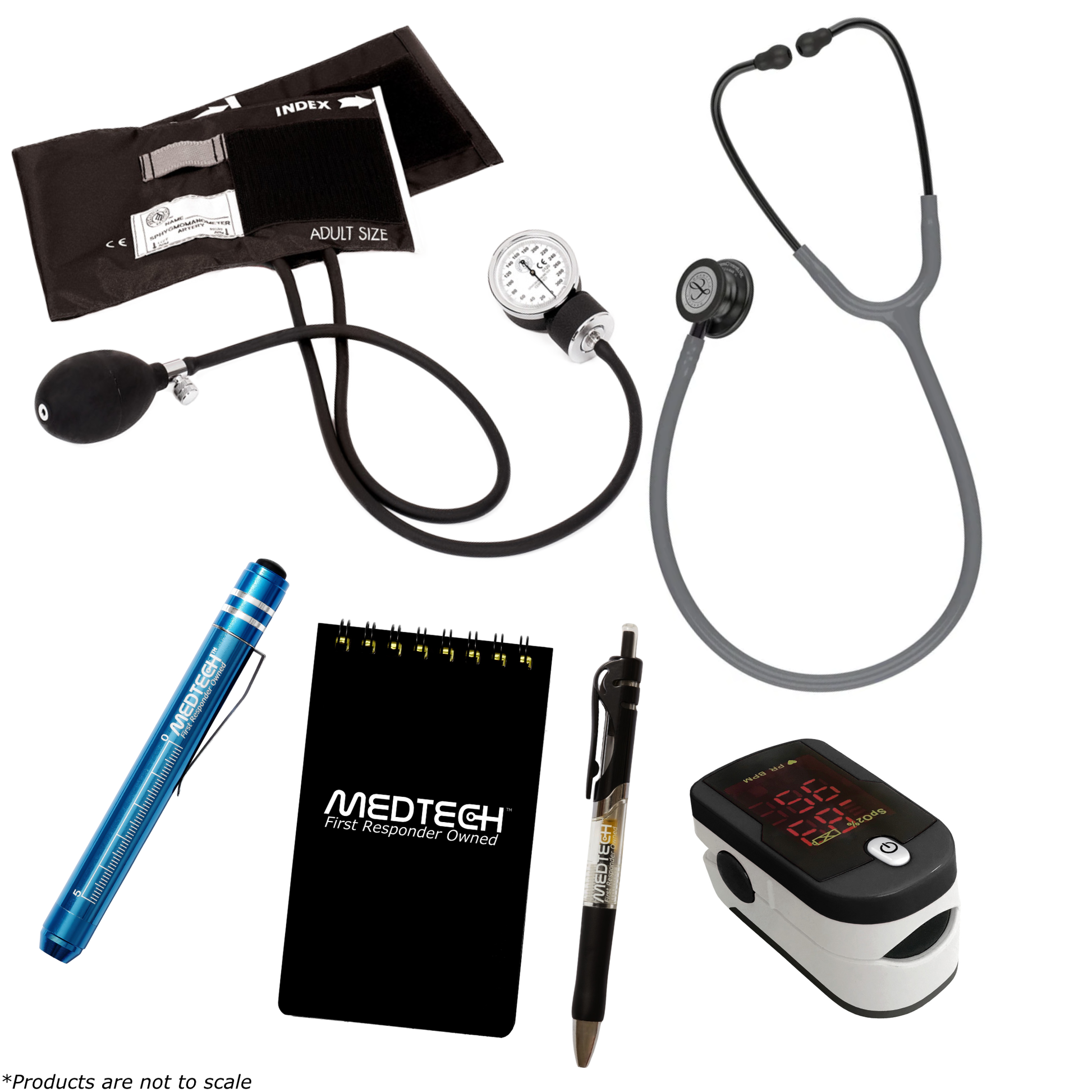 MedTech- Premium Vitals Kit- Black- Gray Tube; Violet Stem; Smoke Headset & Chestpiece