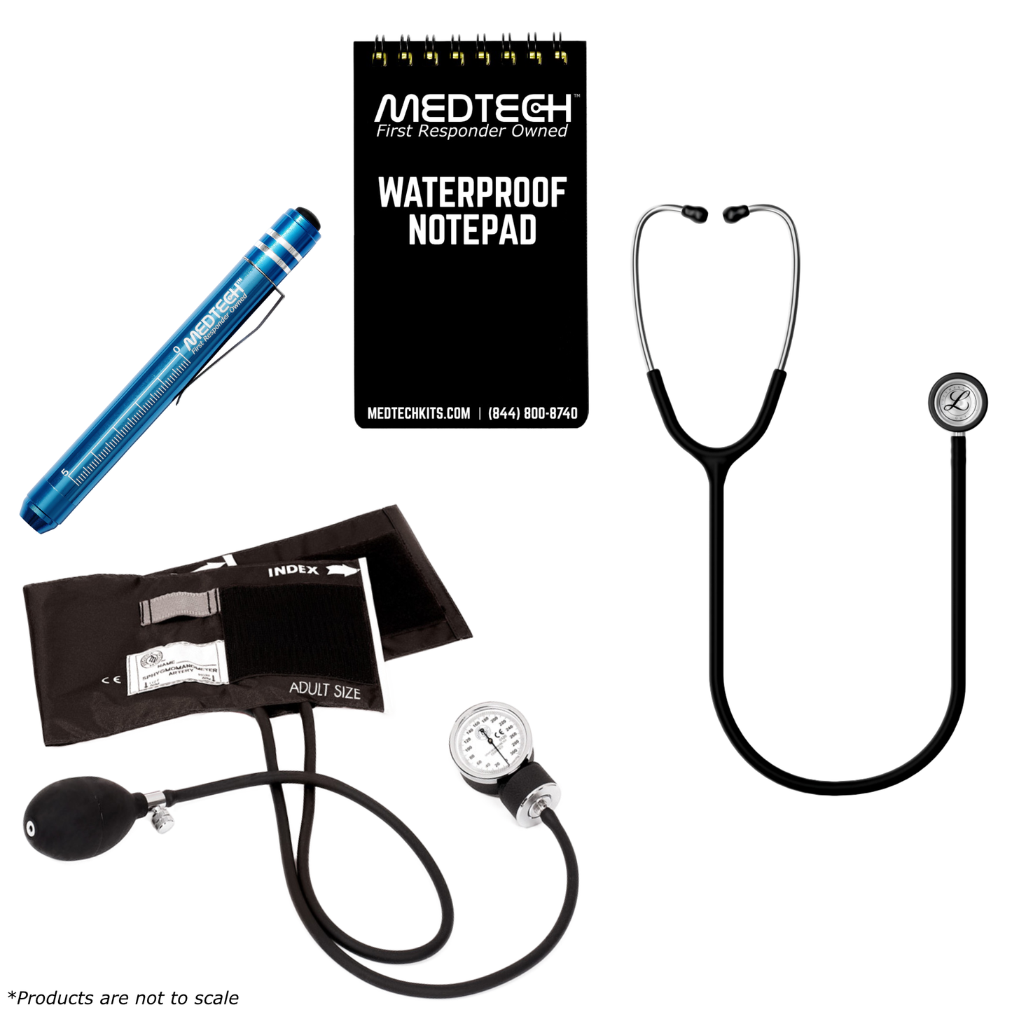 MedTech- Premium Vitals Kit- None- Satin Finish Black Tube; Stainless Finish Chestpiece