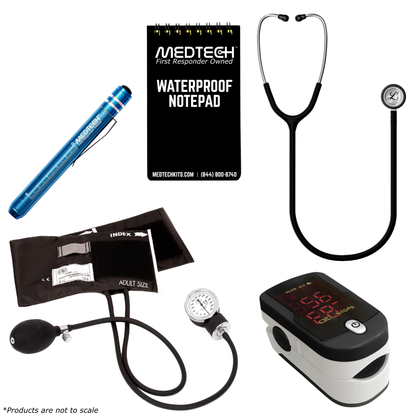 MedTech- Premium Vitals Kit- Black- Satin Finish Black Tube; Stainless Finish Chestpiece
