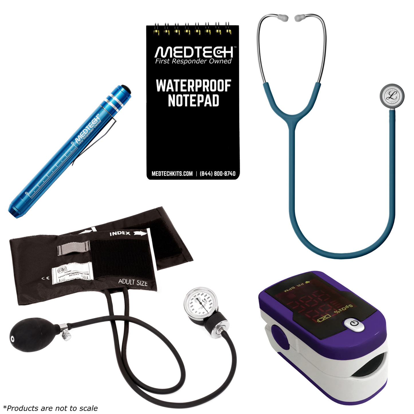MedTech- Premium Vitals Kit- Purple- Satin Finish Caribbean Blue Tube; Stainless Finish Chestpiece