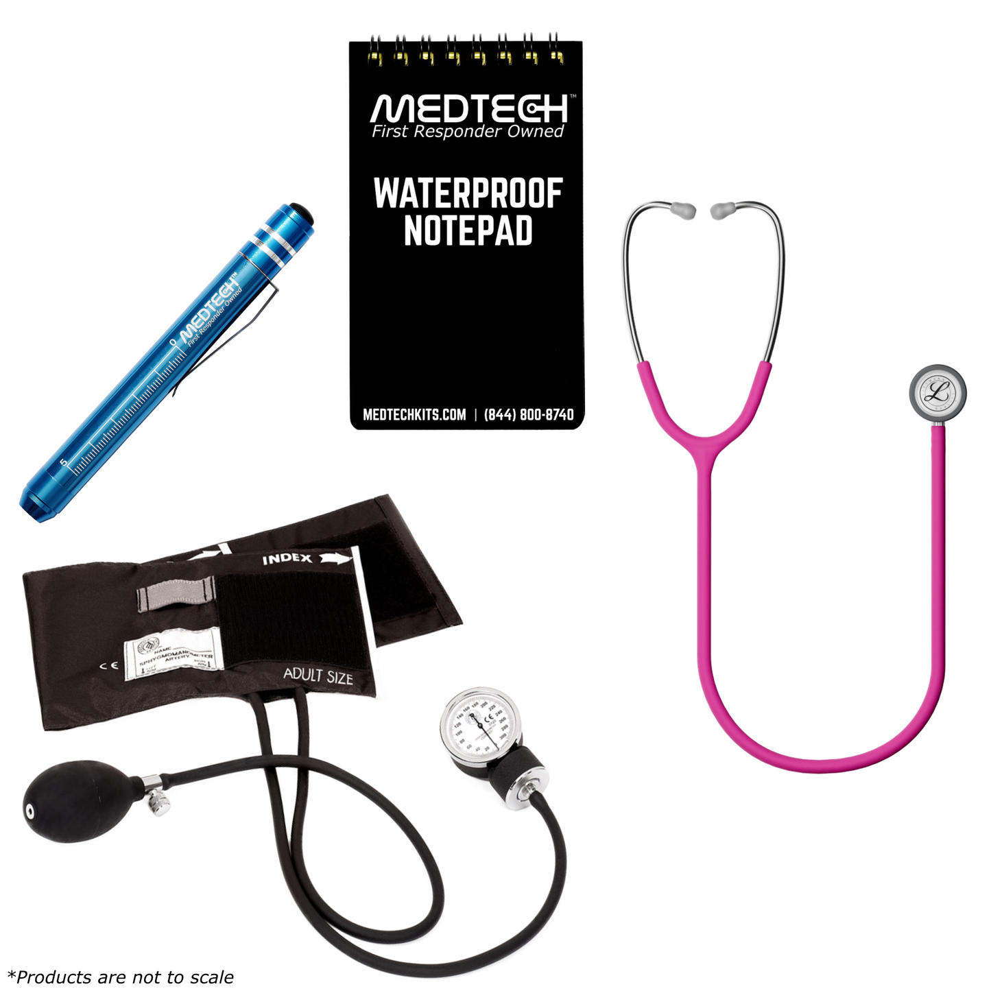 MedTech- Premium Vitals Kit- None- Satin Finish Raspberry Tube; Stainless Finish Chestpiece