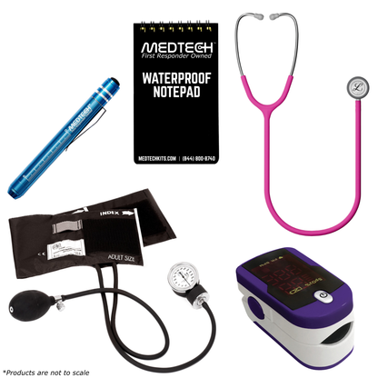 MedTech- Premium Vitals Kit- Purple- Satin Finish Raspberry Tube; Stainless Finish Chestpiece