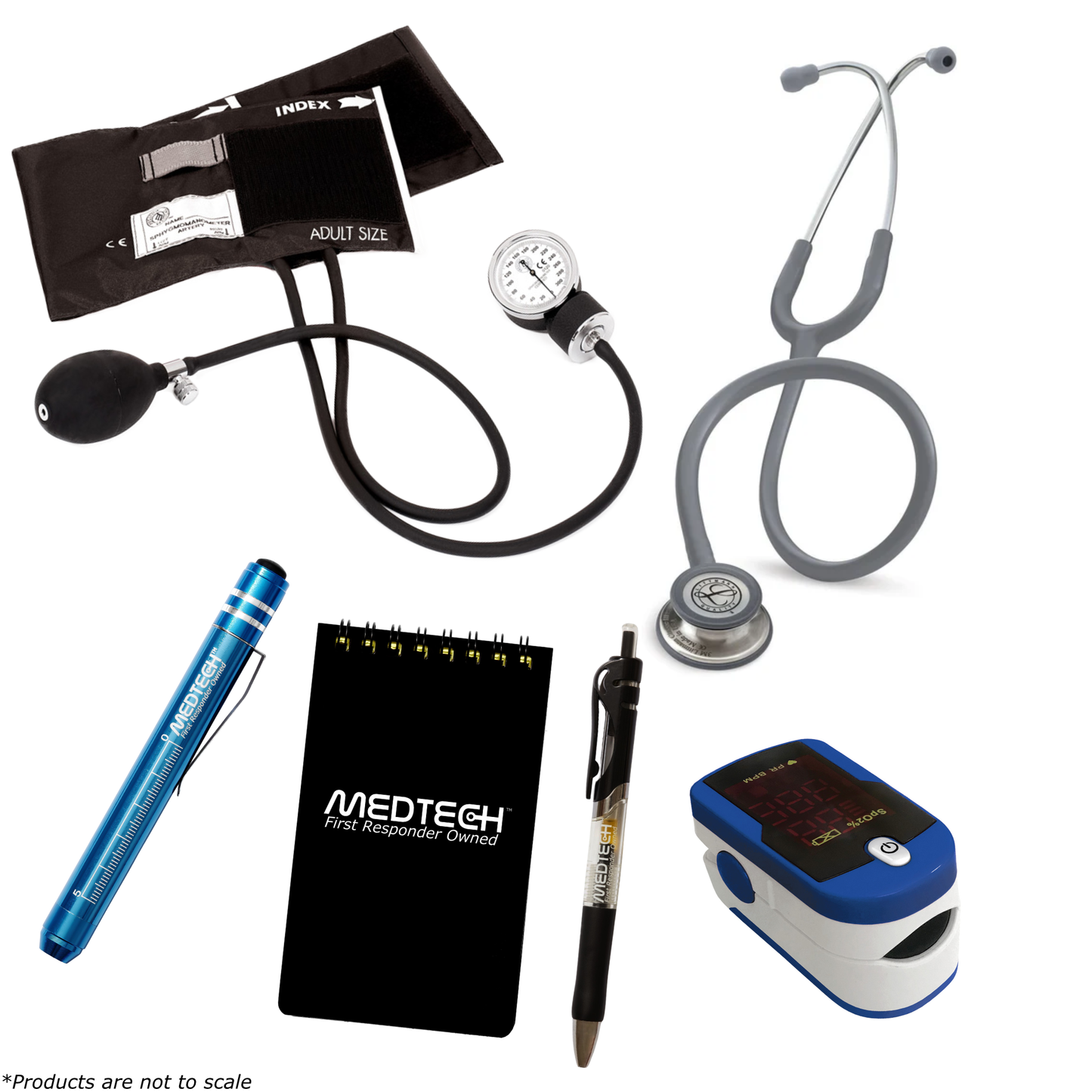 MedTech- Premium Vitals Kit- Blue- Gray Tube; Stainless Steel Chestpiece