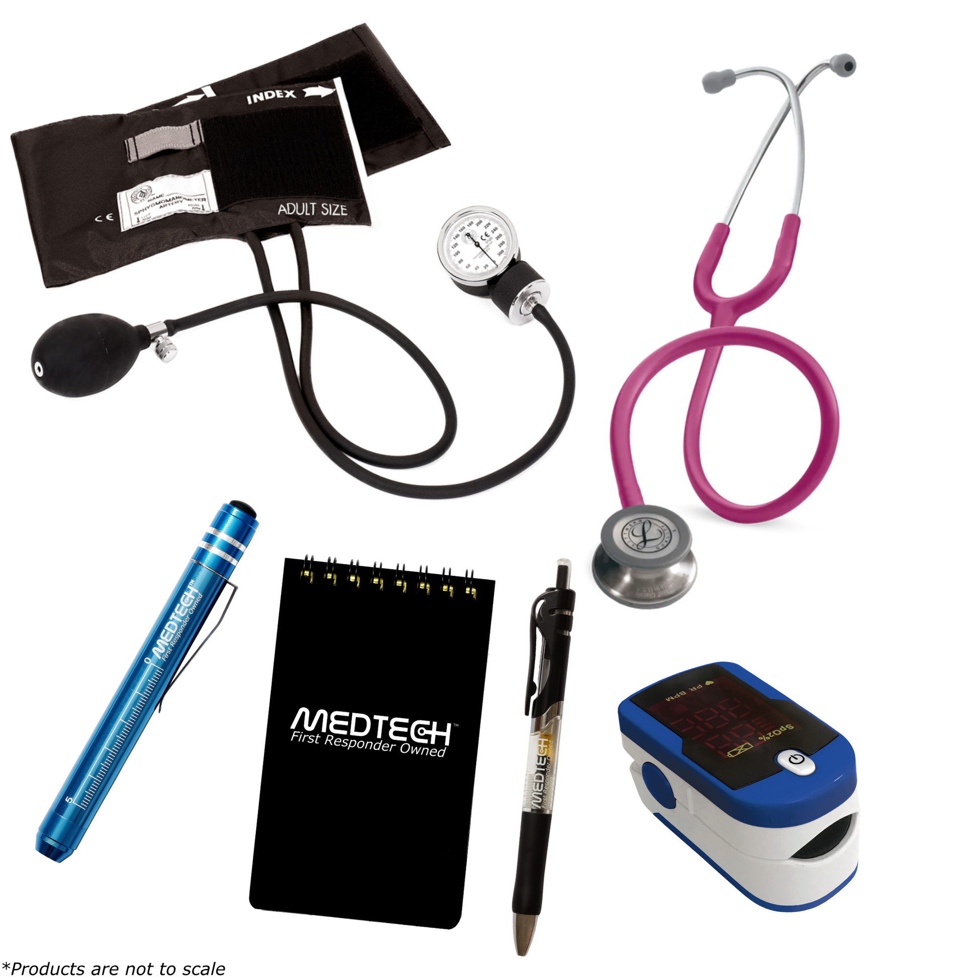 MedTech- Premium Vitals Kit- Blue- Raspberry Tube; Stainless Steel Chestpiece