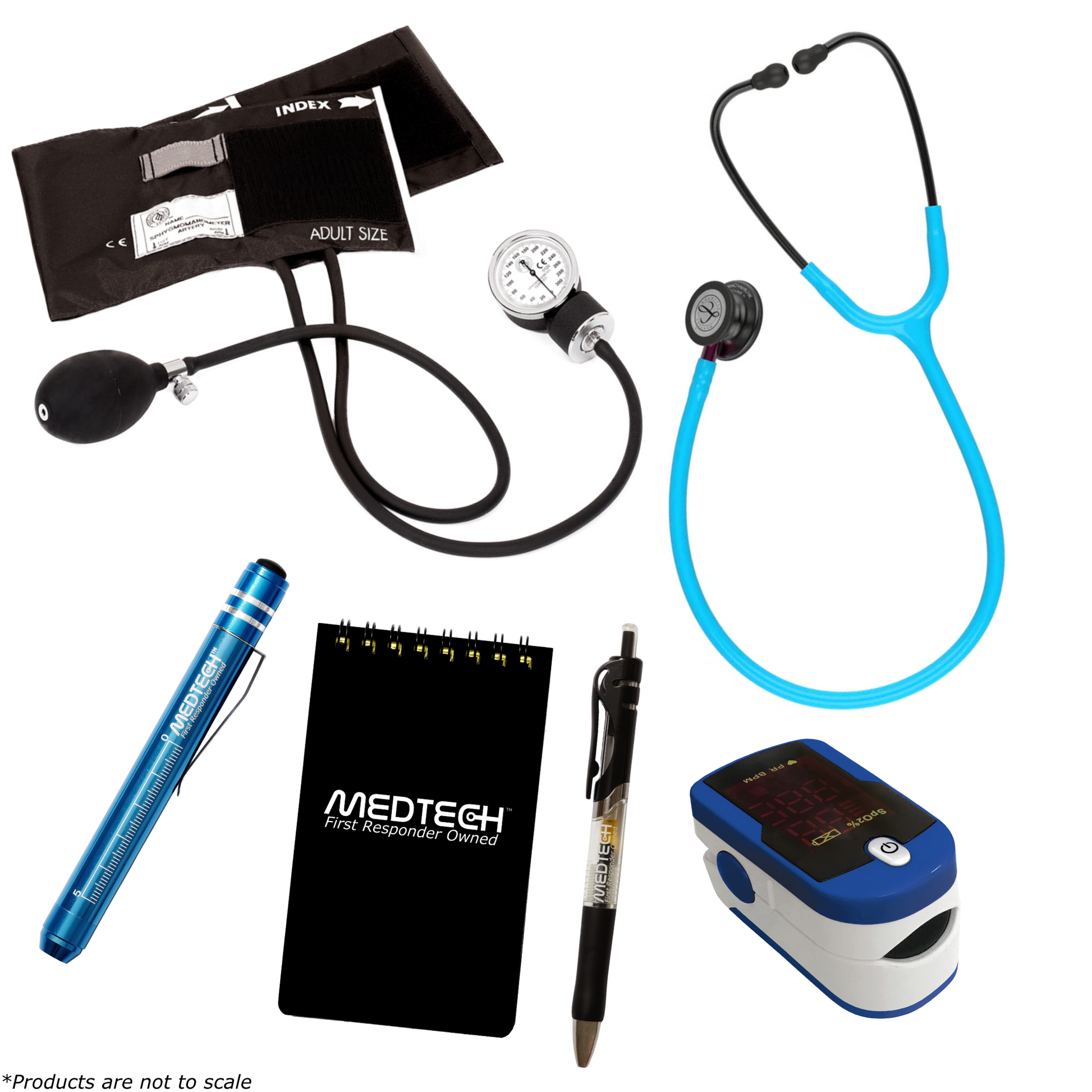 MedTech- Premium Vitals Kit- Blue- Turquoise Tube; Pink Stem; Smoke Headset & Chestpiece