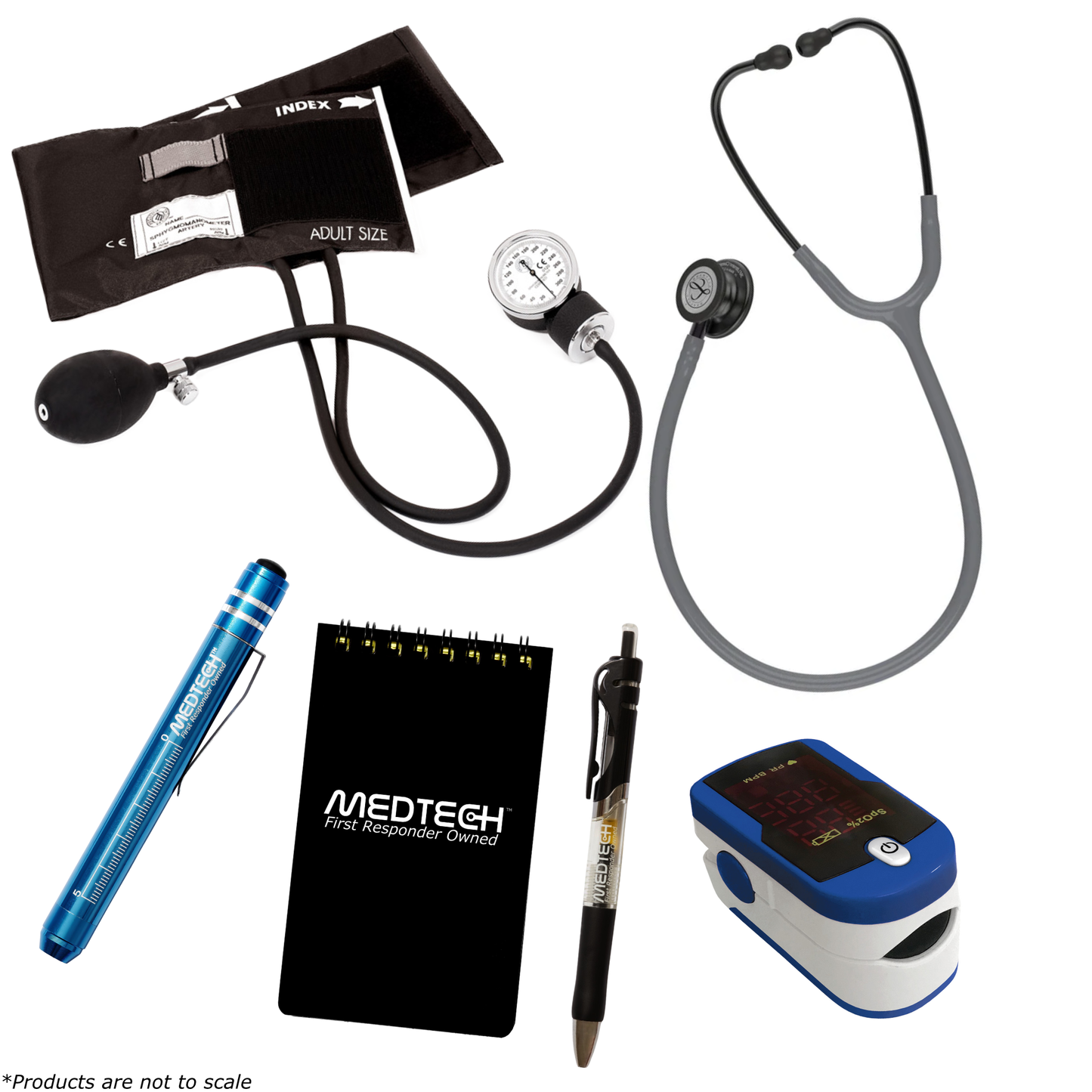 MedTech- Premium Vitals Kit- Blue- Gray Tube; Violet Stem; Smoke Headset & Chestpiece