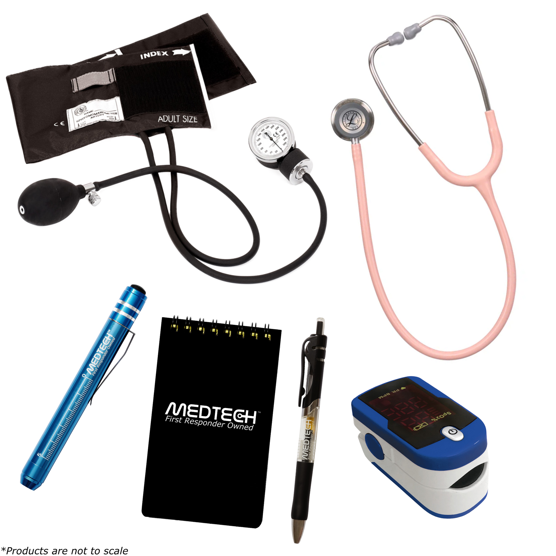 MedTech- Premium Vitals Kit- Blue- Champagne Rose Tube; Stainless Steel Chestpiece