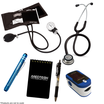 MedTech- Premium Vitals Kit- Blue- Black tube; Stainless Steel Chestpiece