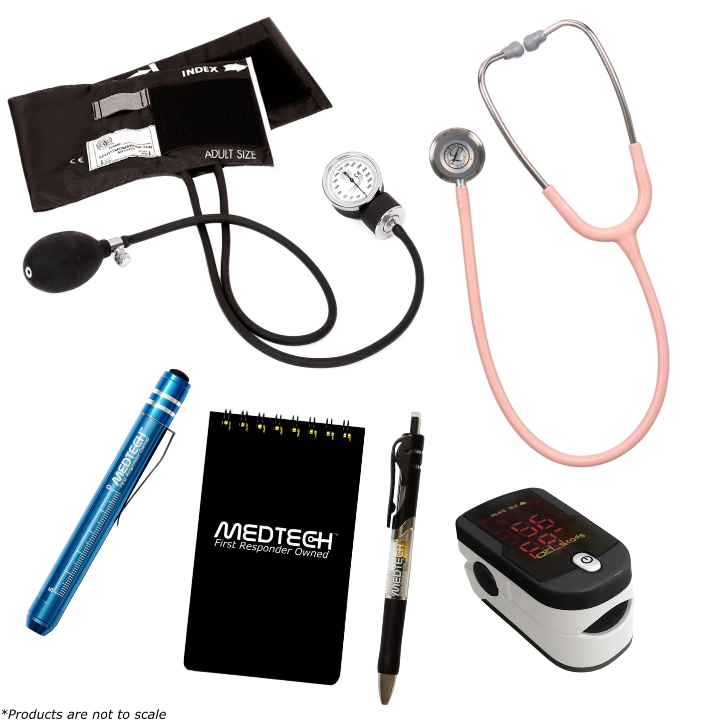 MedTech- Premium Vitals Kit- Black- Champagne Rose Tube; Stainless Steel Chestpiece