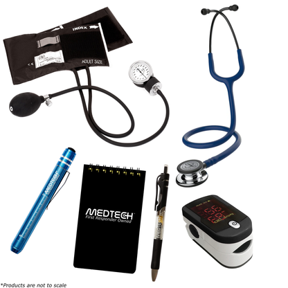 MedTech- Premium Vitals Kit- Black- Navy Tube; Mirror Chestpiece