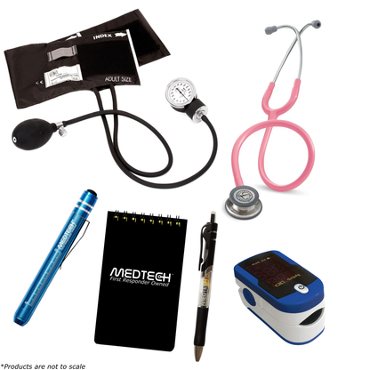 MedTech- Premium Vitals Kit- Blue- Pearl Pink Tube; Stainless Steel Chestpiece