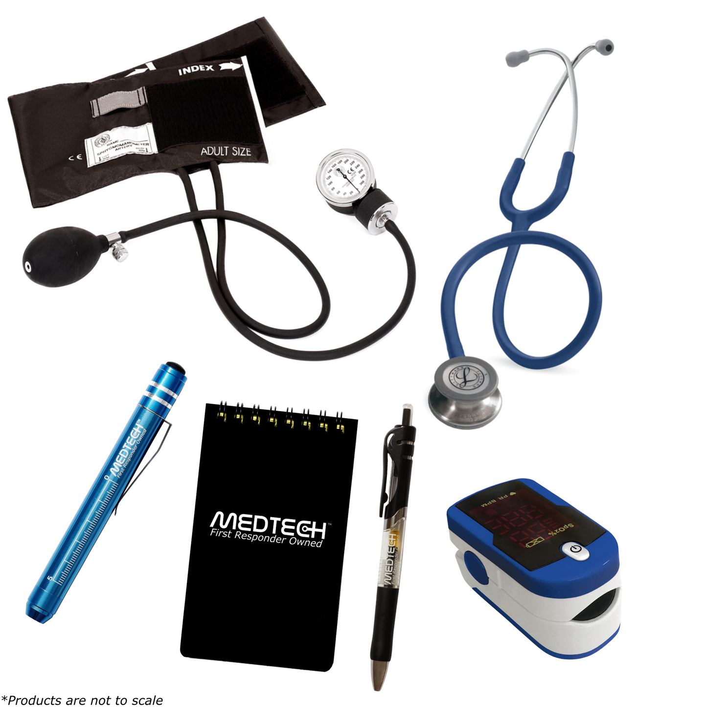 MedTech- Premium Vitals Kit- Blue- Navy Blue Tube; Stainless Steel Chestpiece