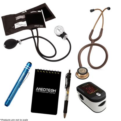 MedTech- Premium Vitals Kit- Black- Chocolate Tube; Copper Chestpiece