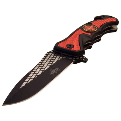 Master USA- Red Textured Firefighter Rescue Knife- - 