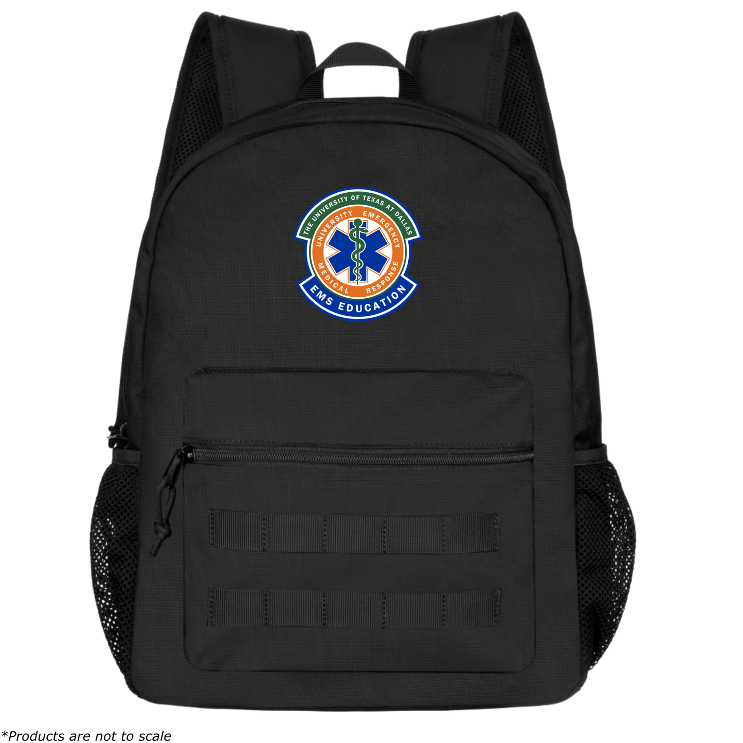 MedTech- The University of Texas at Dallas EMT Custom Clinical Kit- Black Backpack With EMT Logo- Backpack Only