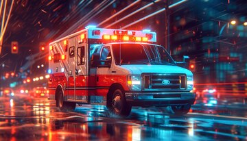 ambulance responding a call with lights on 